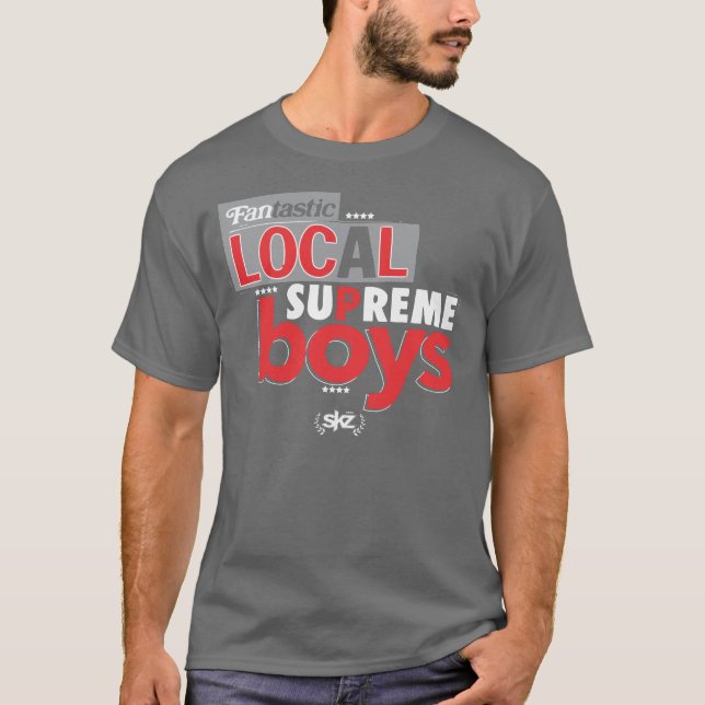 Camiseta Muchachos supremos (gris, rojos) (Anverso)