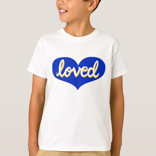 Camiseta MUCHO AMADO - corazón de amor azul- (Anverso)