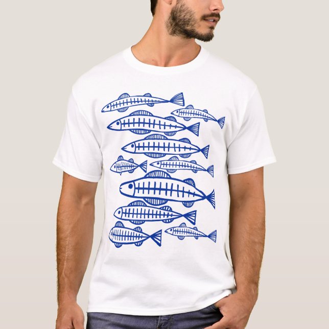 Camiseta Mucho pescado - Azul marino (Anverso)