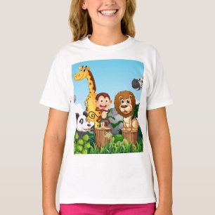 Camiseta Muchos animales se divierten en el bosque