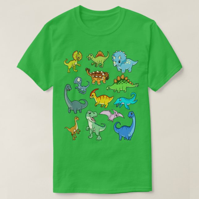 Camiseta Muchos dinosaurios kawaii (Diseño del anverso)