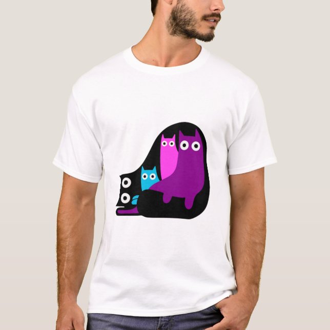 Camiseta Muchos Gatos Coloridos  (Anverso)