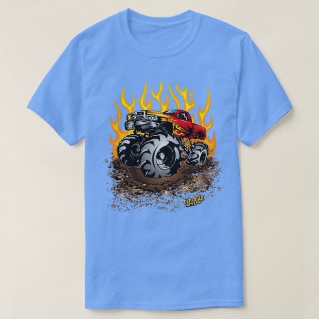 Camiseta Mud Truck Mega Fire Flames (Diseño del anverso)