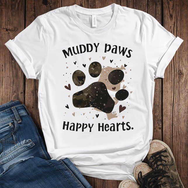 Camiseta Muddy Paws Happy Hearts Dog Lover Shirt – Cute Pet (Subido por el creador)