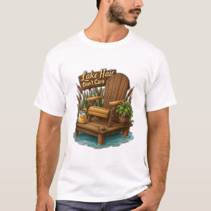 Camiseta Muelle de madera y silla con cabello despeinado