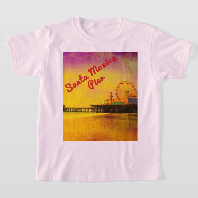 Camiseta Muelle de Santa Mónica amarillo y morado (Distribución)