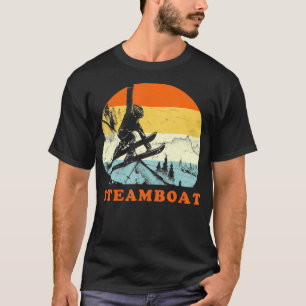 Camiseta Muelles de barco de vapor para esquiar, Nieve Retr