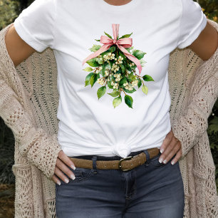 Camiseta Muérdago con cinta rosa