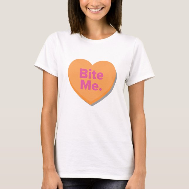 Camiseta Muérdame. Corazón anaranjado del día el | de las (Anverso)