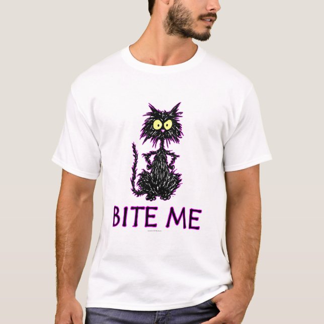 Camiseta ¡Muérdame! Diseños del regalo del gato (Anverso)