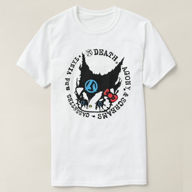 Camiseta Muerte, agonía y gritos cassettes y vinil (Diseño del anverso)