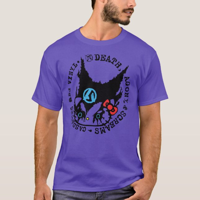 Camiseta Muerte, agonía y gritos cassettes y vinil (Anverso)