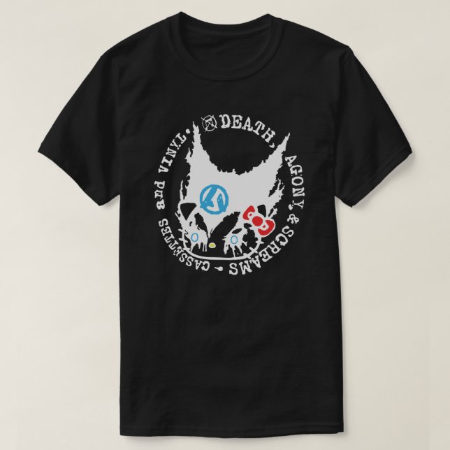 Camiseta Muerte, agonía y gritos cassettes y vinil (Diseño del anverso)