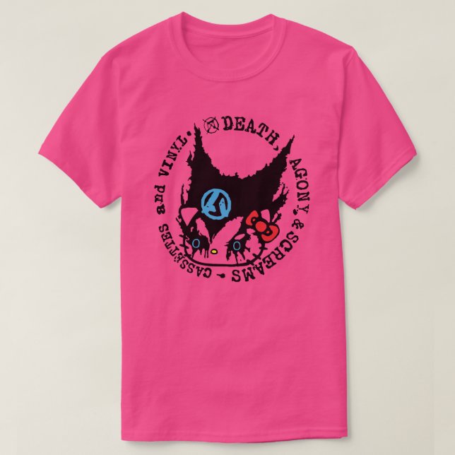 Camiseta Muerte, agonía y gritos cassettes y vinil (Diseño del anverso)