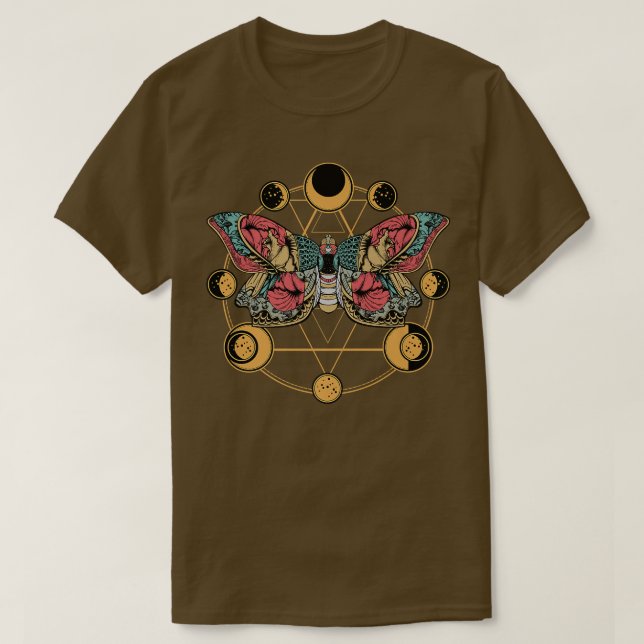 Camiseta Muerte Mariposa Moth Moon Phases Gótica Esotérica  (Diseño del anverso)