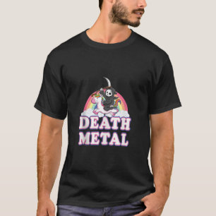 Camiseta Muerte Metal Divertido Arcoíris Segador Unicornio