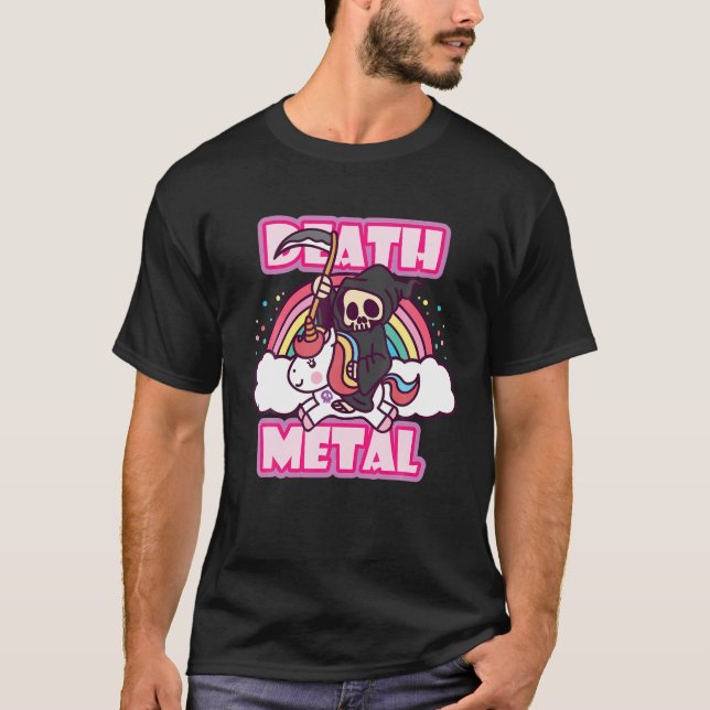 Camiseta Muerte Metalizado Grim Reaper Montando Un Mus Meta (Anverso)