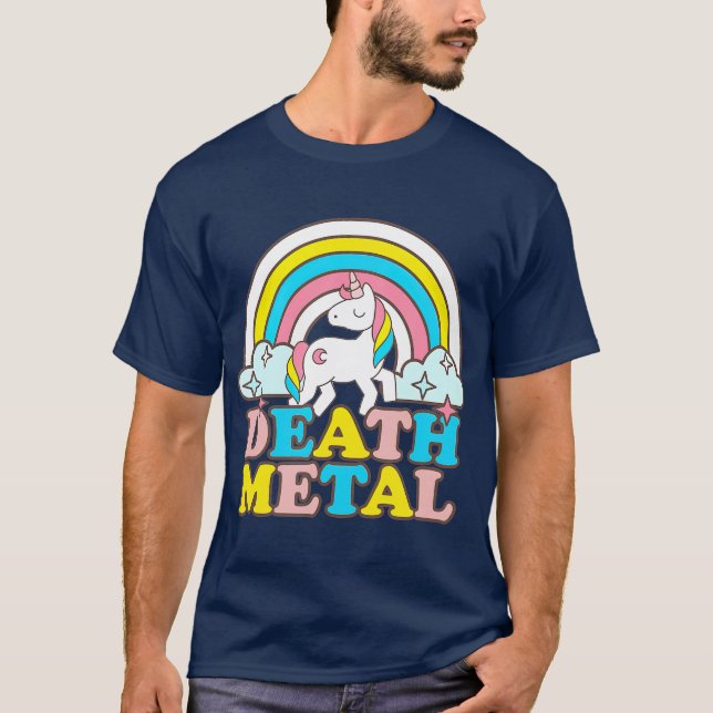 Camiseta Muerte Metalizado Novedad divertida de Rainbow Uni (Anverso)