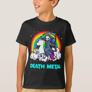 Camiseta Muerte Metalizado Unicornio paro arcoiris en un fu
