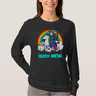 Camiseta Muerte Metalizado Unicornio paro arcoiris me dura
