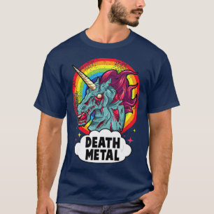 Camiseta Muerte Metalizado Unicornio Rockero Arcoiris Emo Z
