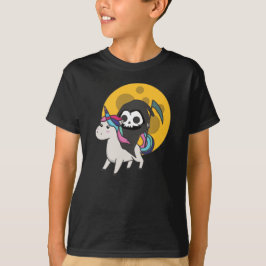 Camiseta Muerte montando luna de Unicornio divertida en Uni