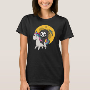 Camiseta Muerte montando luna de Unicornio divertida en Uni