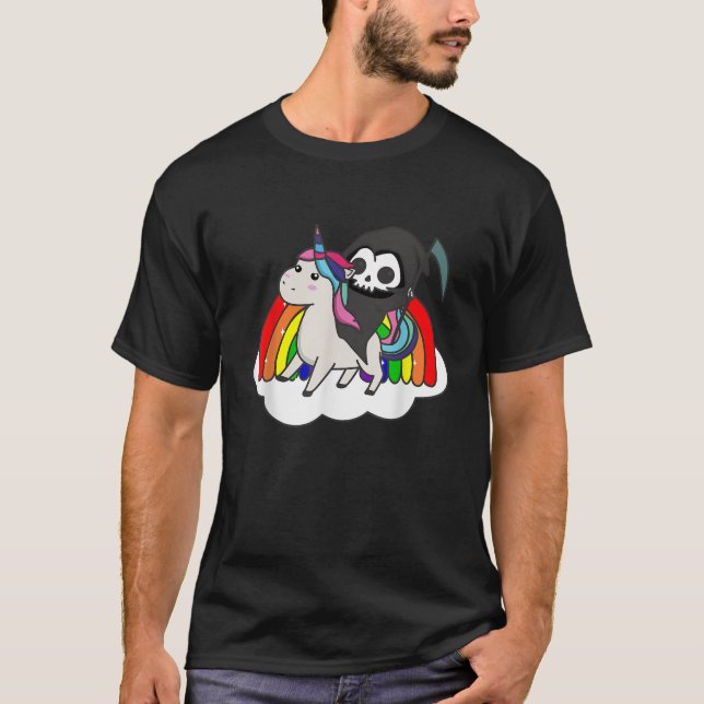 Camiseta Muerte montando unicornio divertidos unicornios gr (Anverso)