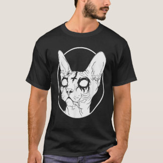 Camiseta Muerte Sfinx Metalizado Gato Bruja Estética Cree