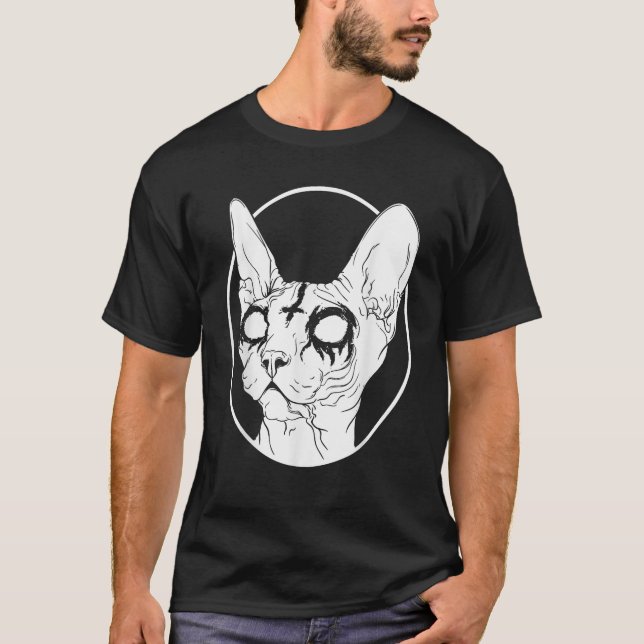 Camiseta Muerte Sfinx Metalizado Gato Bruja Estética Cree (Anverso)