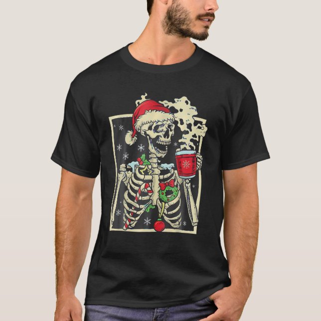 Camiseta Muerto dentro de Skeleton Navidad Skull Sarcástica (Anverso)