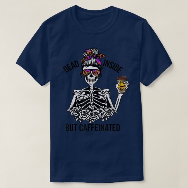 Camiseta Muerto dentro del Café Tie Dye Leopard Skeleton H (Diseño del anverso)