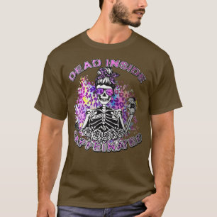 Camiseta Muerto Dentro Pero Cafeada Esqueleto Floral De Leo