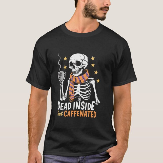 Camiseta Muerto dentro pero Cafetería Skeleton Coffee Lover (Anverso)