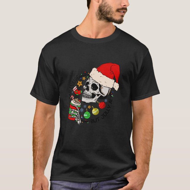Camiseta Muerto dentro pero Jolly AF Funny Skeleton Santa H (Anverso)