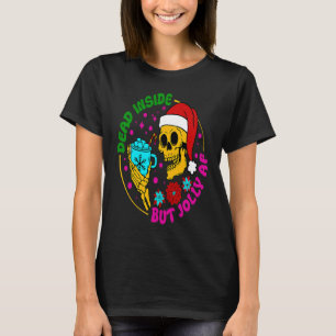 Camiseta Muerto Dentro Pero Jolly AF Santa Skeleton Café Ch