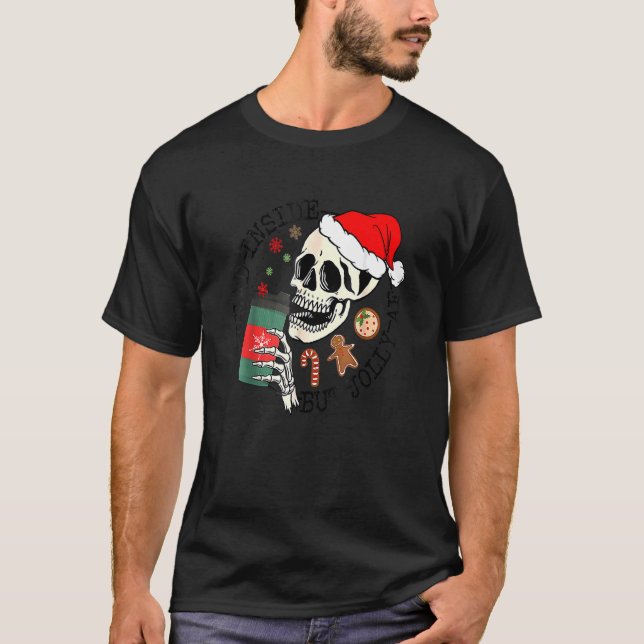 Camiseta Muerto Dentro Pero Jolly AF Skeleton Santa Hat Chr (Anverso)