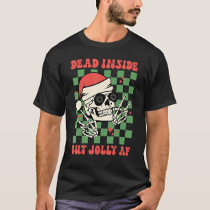 Camiseta Muerto dentro pero Jolly AF Skull Santa Hat Christ