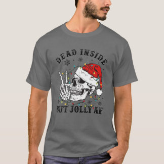 Camiseta Muerto Dentro Pero Jolly AF Skull Santa Hat Family