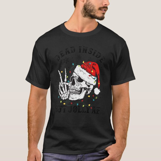 Camiseta Muerto Dentro Pero Jolly Af Skull Santa Hat Family (Anverso)