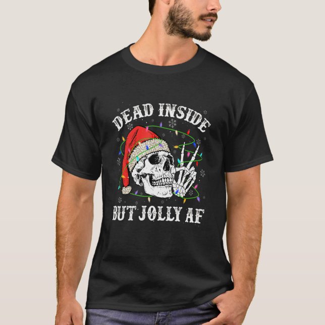 Camiseta Muerto Dentro Pero Jolly Af Skull Santa Light Skel (Anverso)