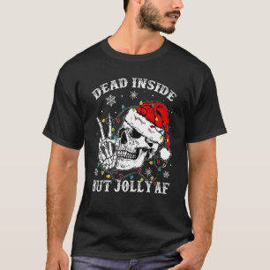 Camiseta Muerto Dentro Pero Jolly Af Skull Santa Light Skel