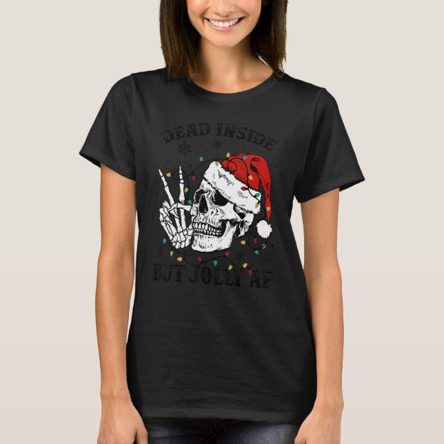 Camiseta Muerto Dentro Pero Jolly Af Skull Santa Light Skel (Anverso)
