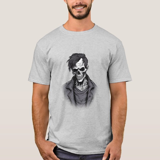 Camiseta Muerto zombiano vivo, amante del terror (Anverso)
