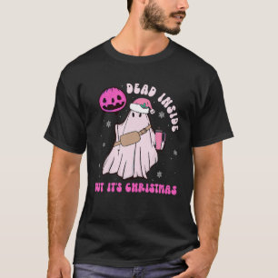 Camiseta Muertos adentro pero son Navidades rosados Santa B