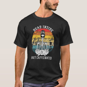 Camiseta Muertos Dentro Pero Flor De Esqueleto Cafeada