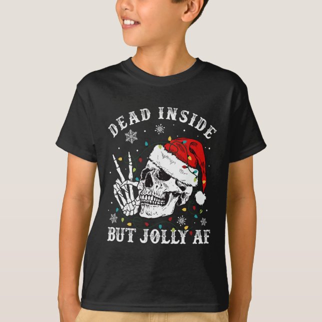 Camiseta Muertos Dentro Pero Jolly Af Skeleton Santa Navida (Anverso)