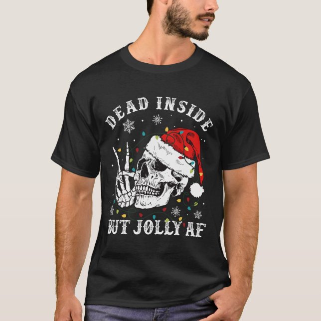 Camiseta Muertos Dentro Pero Jolly Af Skeleton Santa Navida (Anverso)