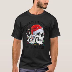 Camiseta Muertos Dentro Pero Jolly AF Skull Santa Hat Navid