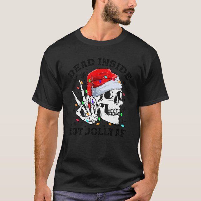 Camiseta Muertos Dentro Pero Jolly AF Skull Santa Hat Navid (Anverso)